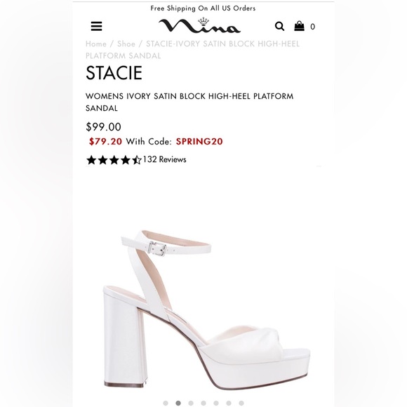 nina “stacie” block heel ivory satin platform - Picture 5 of 10